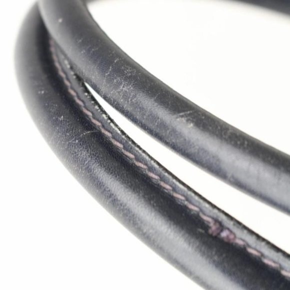 Gucci Navy Blue Leather Horse-bit Top Handle Satchel W Gold Horseshoe Accents - Picture 10 of 11